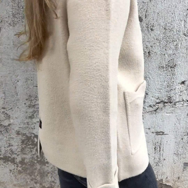 Women's Cozy Knitted Zipper Coat with Pockets