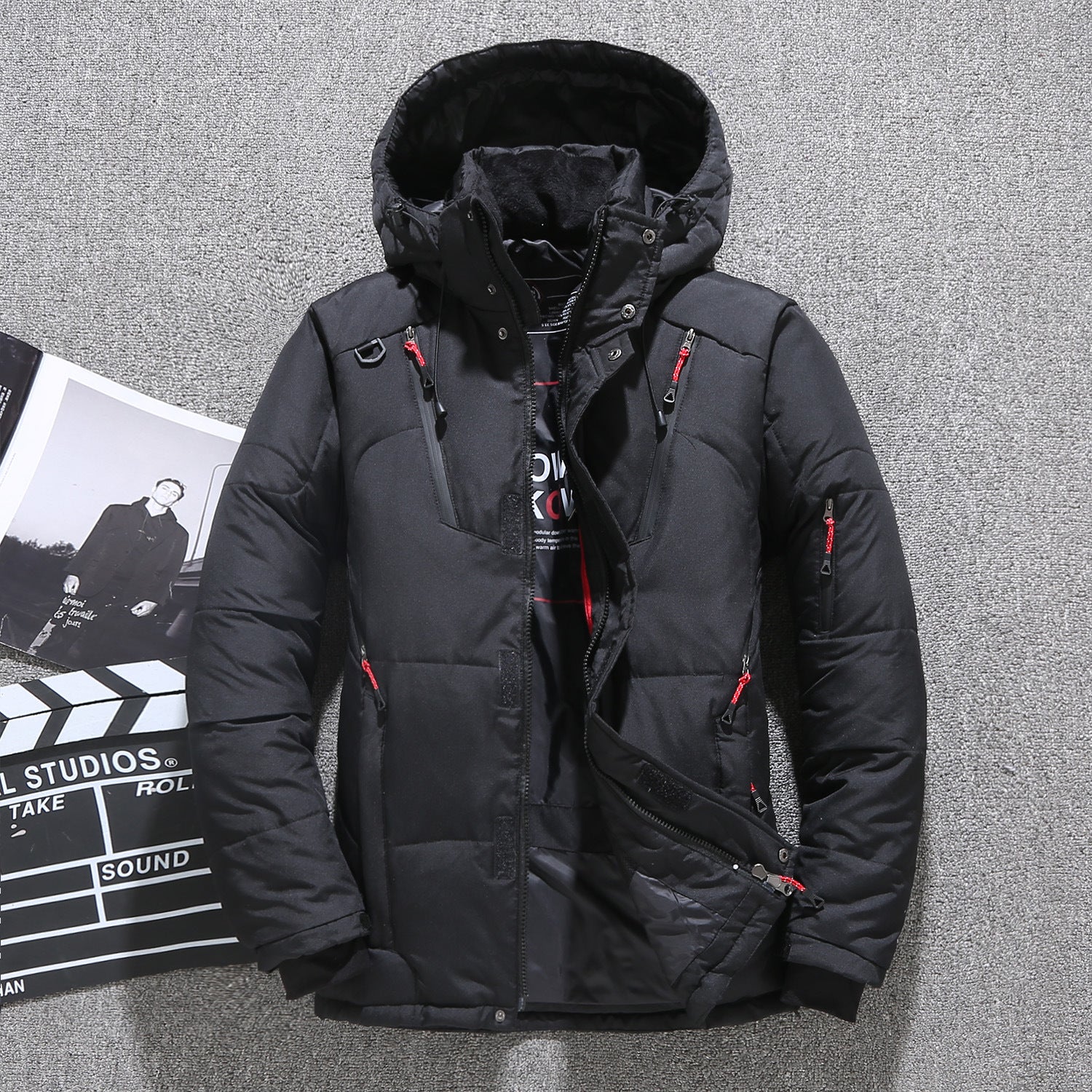 Men's White Duck Down Winter Parka - Warm & Windproof Jacket