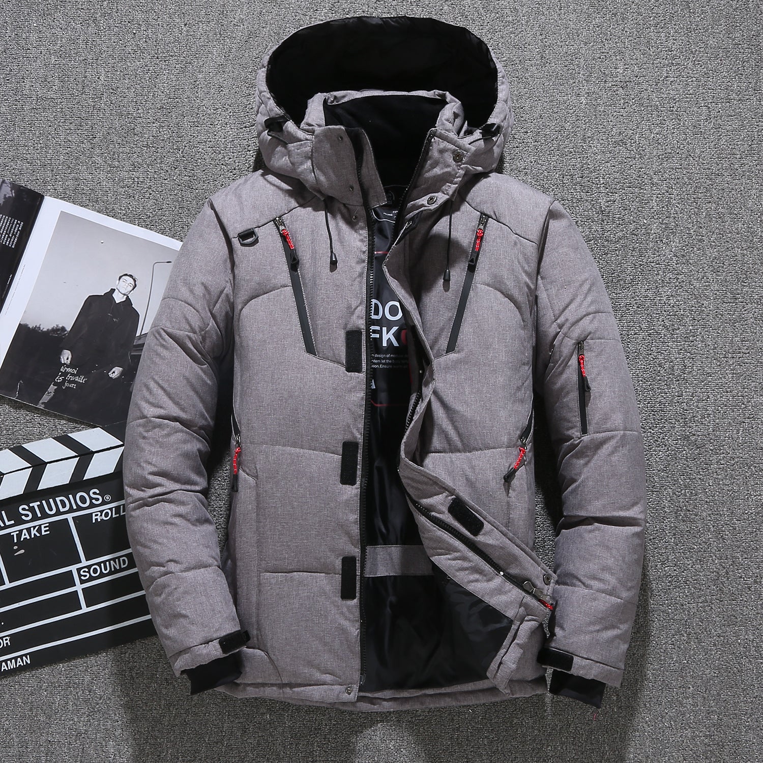 Men's White Duck Down Winter Parka - Warm & Windproof Jacket