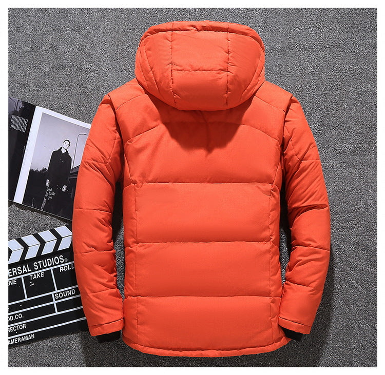 Men's White Duck Down Winter Parka - Warm & Windproof Jacket