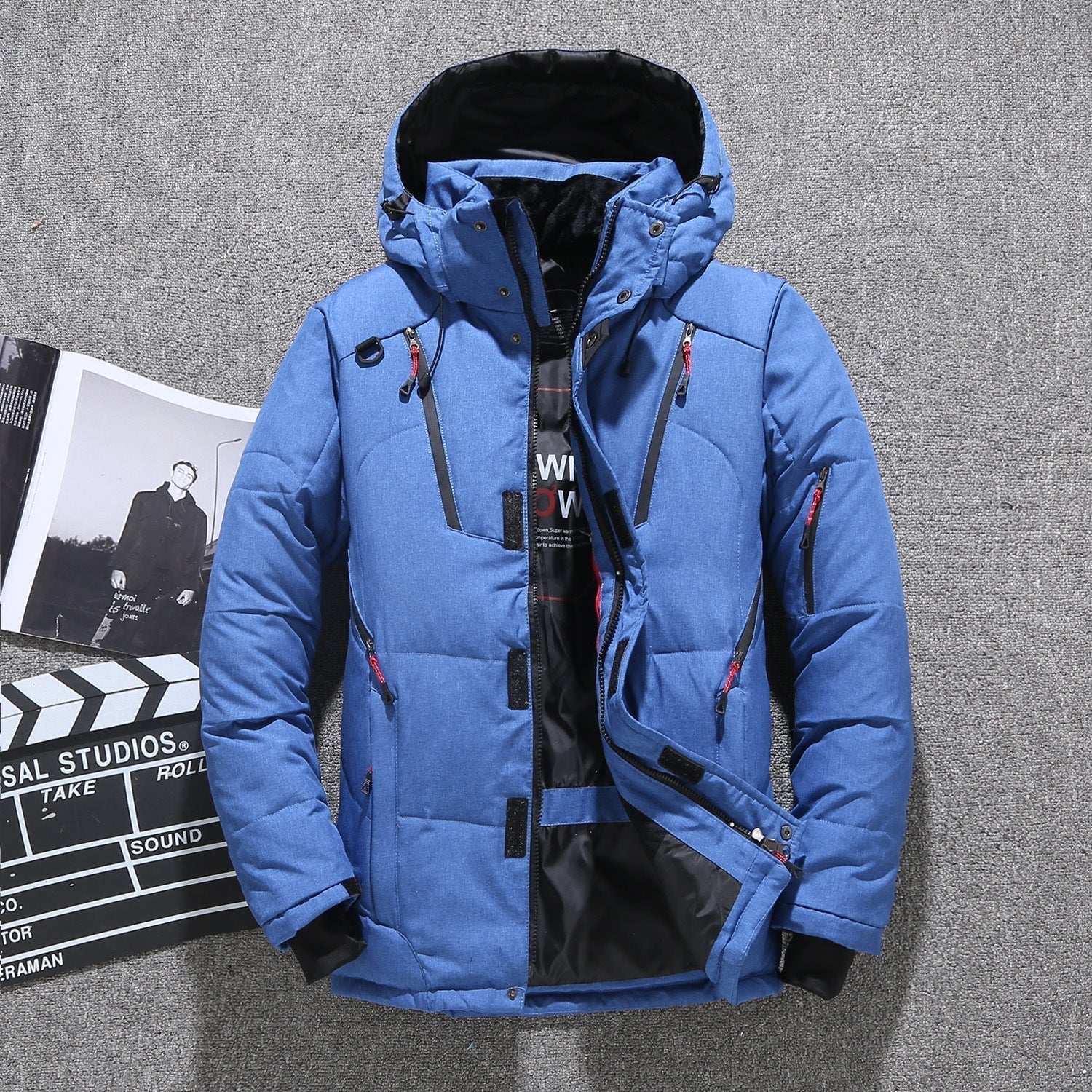 Men's White Duck Down Winter Parka - Warm & Windproof Jacket