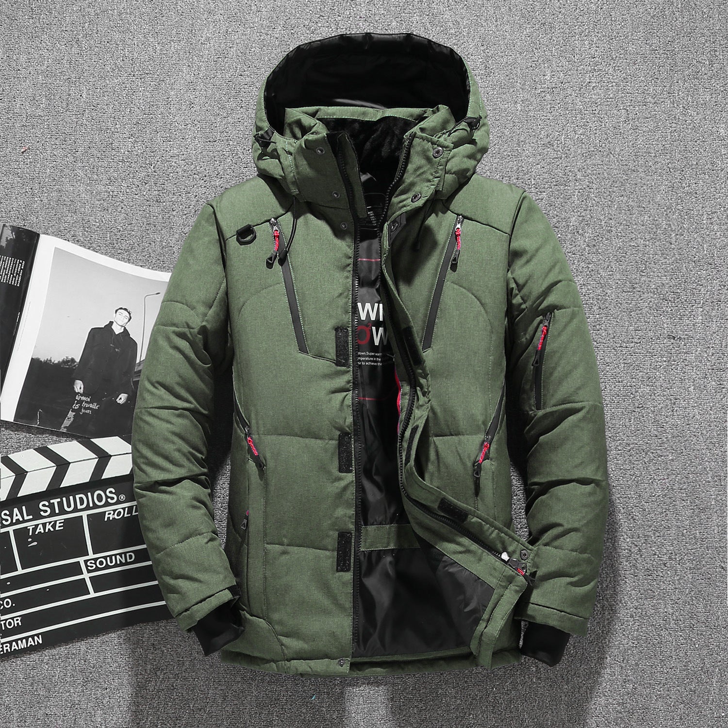 Men's White Duck Down Winter Parka - Warm & Windproof Jacket