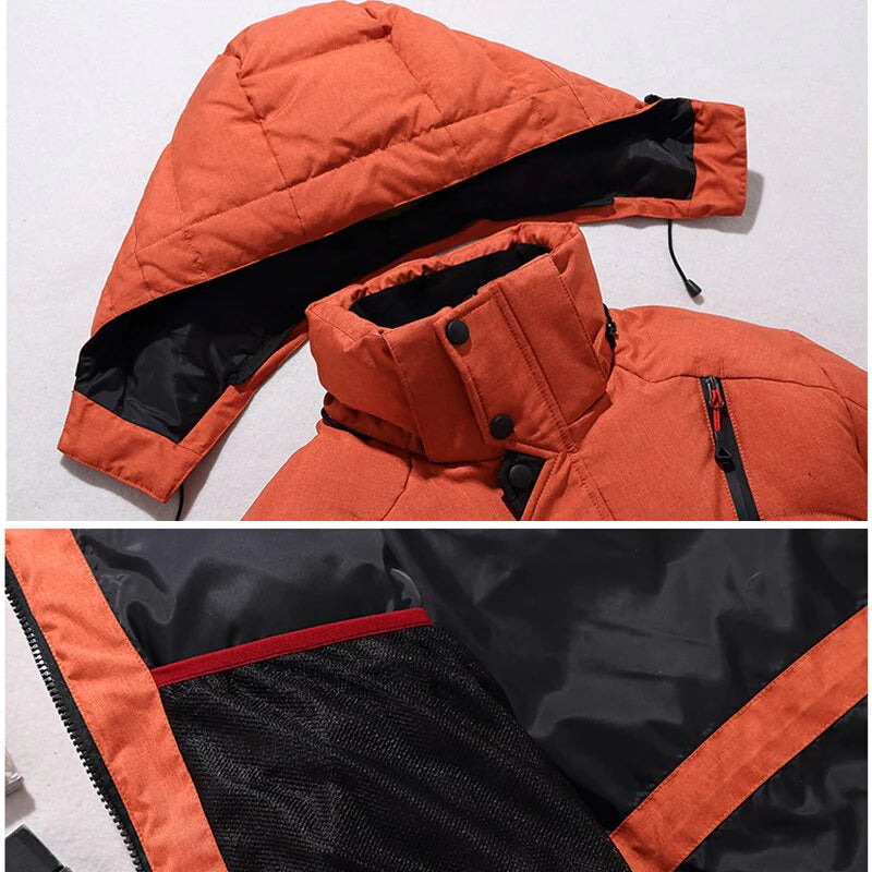 Men's White Duck Down Winter Parka - Warm & Windproof Jacket