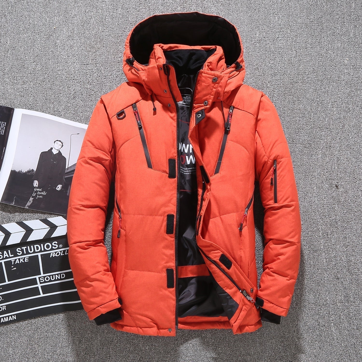 Men's White Duck Down Winter Parka - Warm & Windproof Jacket