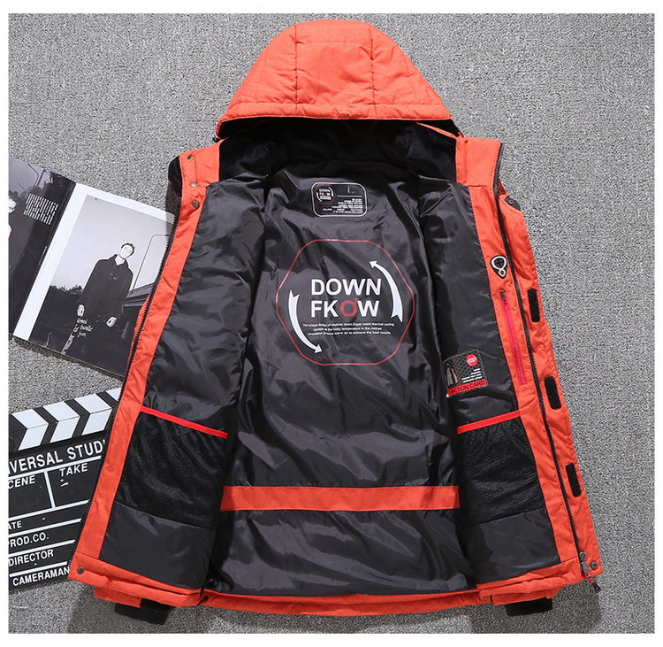 Men's White Duck Down Winter Parka - Warm & Windproof Jacket